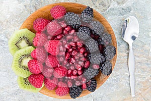 Delicious nutritional snack in a wooden bowl