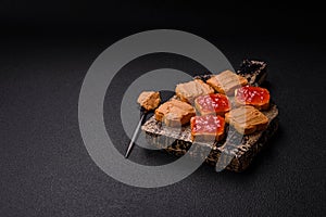 Delicious nutritious sandwiches with peanut butter, strawberry jam