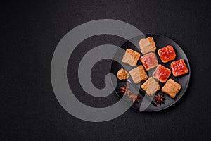 Delicious nutritious sandwiches with peanut butter, strawberry jam