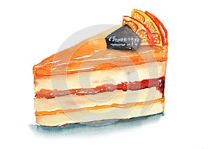 Delicious orange cake with cholate and orange topping