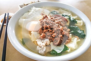Delicious Pan Mee noodle soup, popular Chinese food in Malaysia