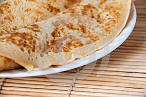 Delicious pancakes on Shrove Tuesday in a plate