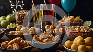Delicious Party Snacks and Drinks on a Table