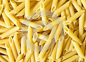 Delicious pasta, penne noodles background