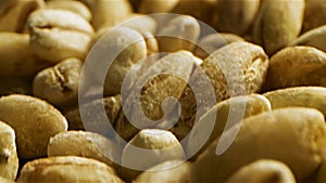 Delicious pastry concept. Stock footage. Close-up of rye grains covered with flour.