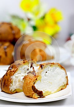 Delicious pastry cream puff