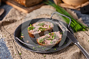 Delicious pate on homemade bread