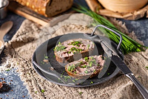 Delicious pate on homemade bread