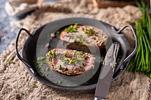 Delicious pate on homemade bread