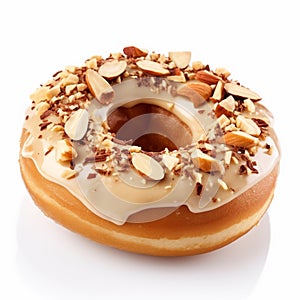 Delicious Peanut Butter Donut With Icing And Nuts