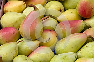 Delicious pears on the market of Catania in Sicily