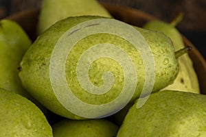 delicious pears washed and ready for eating