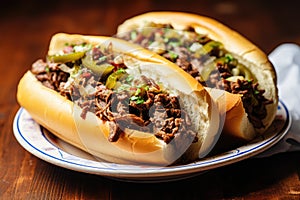 Delicious Philadelphia Cheesesteak. Generative AI