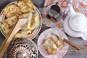 Delicious picnic eats with borek and Turkish tea