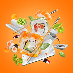 Delicious pieces of sushi