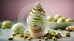 Delicious pistachio gelato ice cream is a creamy, smooth, and flavorful frozen dessert, nutty flavor