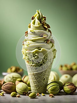 Delicious pistachio gelato ice cream is a creamy, smooth, and flavorful frozen dessert, nutty flavor