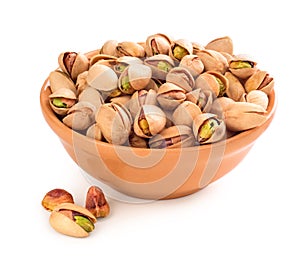 Delicious pistachios nuts in a bowl