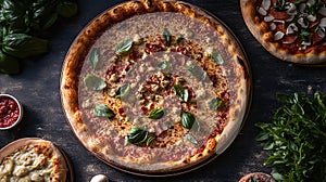 Delicious pizza with assorted toppings