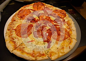 Delicious pizza served Portuguese style photo