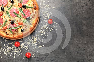 Delicious pizza with tomatoe