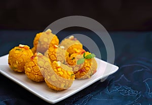 A delicious plate of bundi laddu, holi celebration