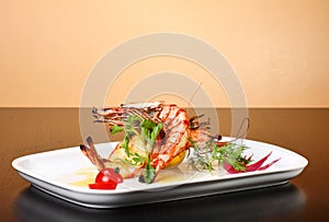 Delicious plate of prawns