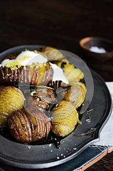 Delicious plate of roast potatoes