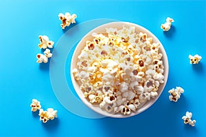 Delicious popcorn for watching a movie. AI Generated