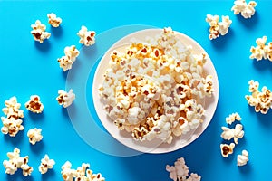 Delicious popcorn for watching a movie. AI Generated