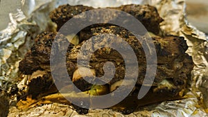 pork ribs on the barbecue