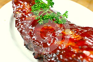 Delicious pork ribs smothered