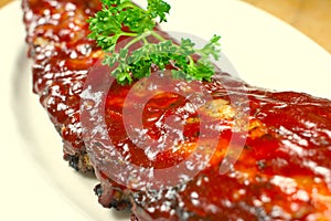 Delicious pork ribs smothered