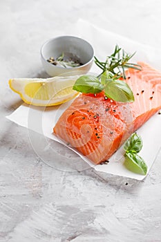 Delicious portion of fresh salmon fillet