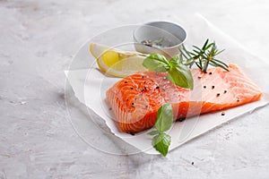 Delicious portion of fresh salmon fillet