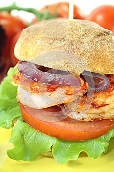 Delicious prawn burger