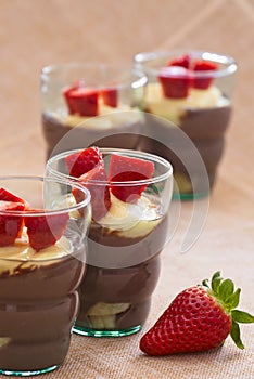 Delicious pudding with strawberries