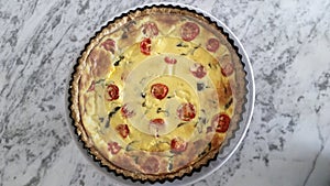 Delicious Quiche on plate, healthy and appetizing