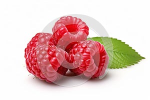Delicious raspberries isolated on white background. Good for any project. Generative AI