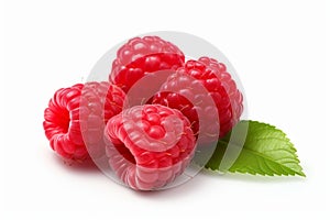 Delicious raspberries isolated on white background. Good for any project. Generative AI