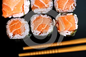 Delicious raw salmon sushi