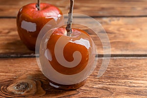 Delicious red caramel apples