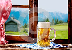 Delicious refreshing tankard of Bavarian beer