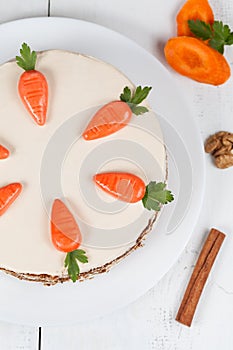 Delicious restaraunt carrot cake with cream and