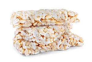 Delicious rice crispy treats on background