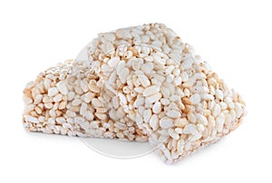 Delicious rice crispy treats isolated on whited