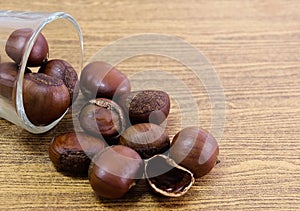 Delicious Roasted Chestnuts in A Small Glass