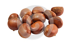 Delicious Roasted Chestnuts on White Background