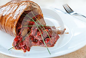 Delicious roasted duck served with kurtos gourmet style