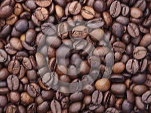 delicious roasted natural coffee beans with careful aroma flavor photo